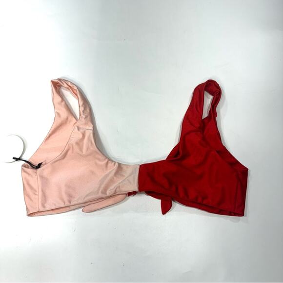 Tularosa Nicki Red/pink front tie swim top XL - Picture 4 of 4